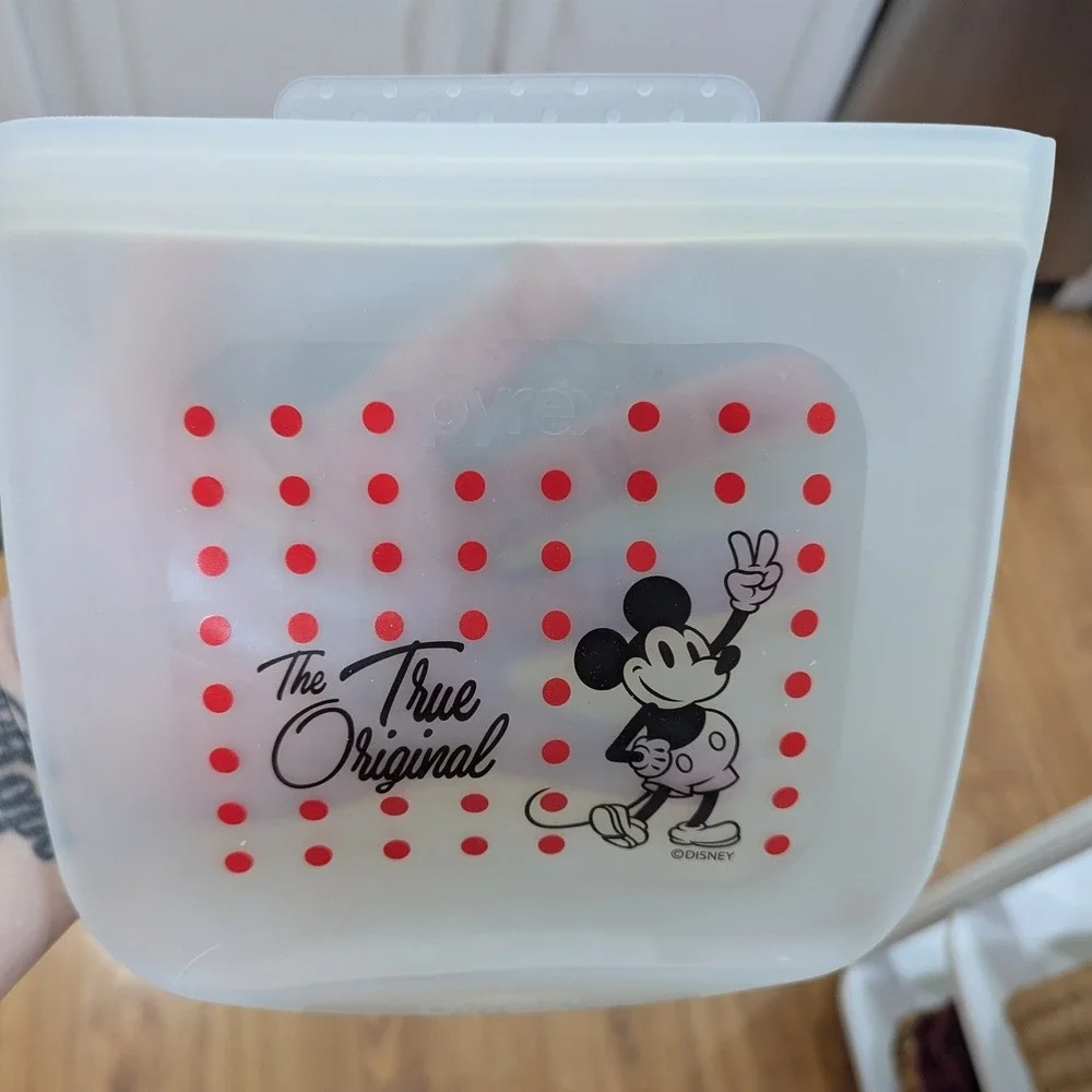 Pyrex Reusable Silicone Bags‎ Clear Mickey Mouse Polka Dot 6-Piece Set